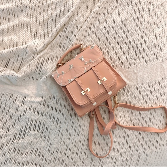 Olives Bags Floral Embroidery Vegan Leather Backpackpurse Poshmark